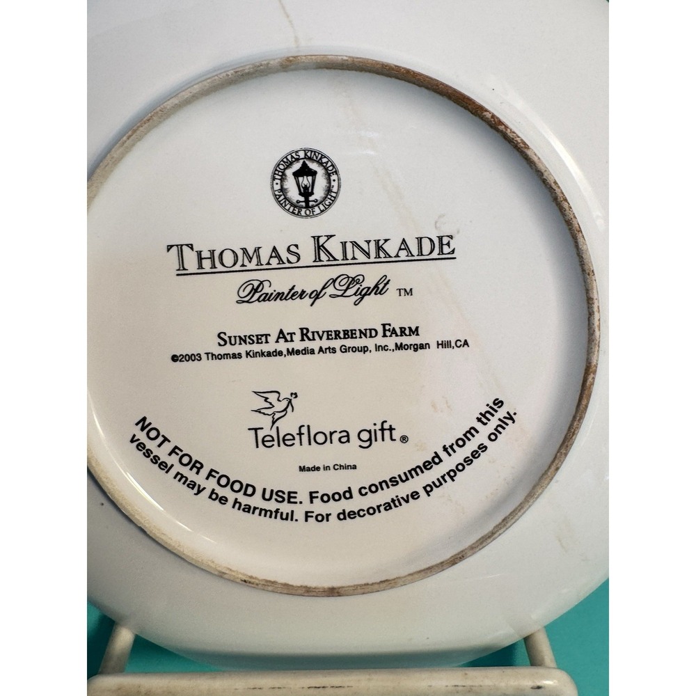 Thomas Kinkade Sunset At Riverbend Farm 6" Round Plate 2003 Painter Of Light - Picture 6 of 8